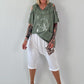 Linen Shirt with Off-Shoulder Cut-Outs Leo - beige