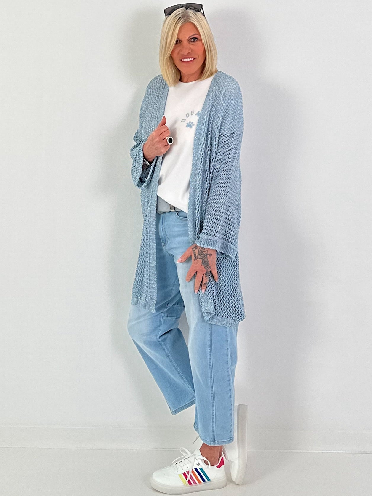 Crochet Jacket with Lurex - light blue