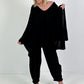 Oversized Sommerstrick Poncho - schwarz