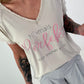 T-Shirt with statement print - beige