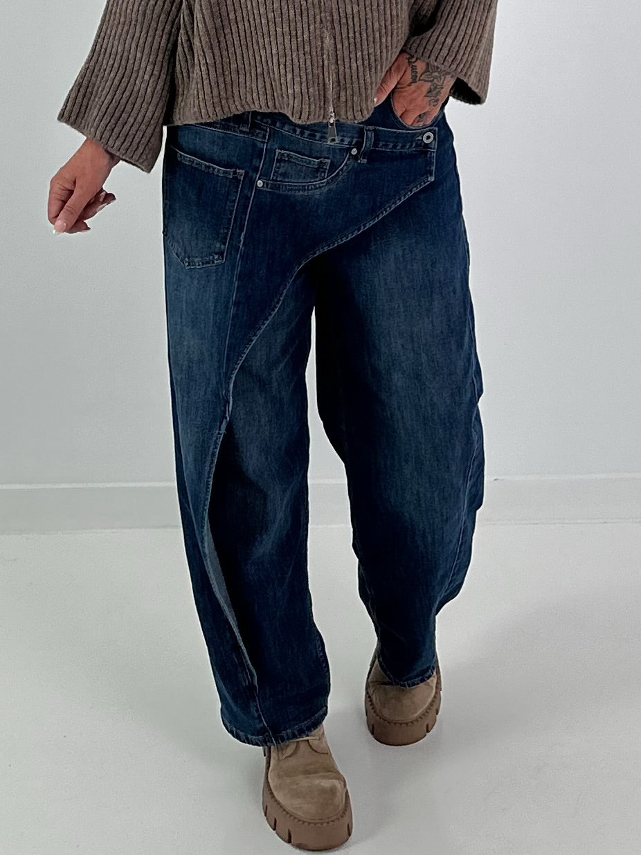 Wide Leg Layer Jeans - denim