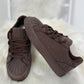 Sneakers with rhinestone trim - brown