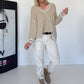 Kuscheliger Pullover mit V-Ausschnitt - beige-ecru