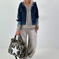 Jeansjacke im Used-Look mit Kapuze - denim