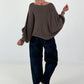 Oversized Pullover mit raffinierten Details - mokka