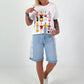 Sweat T-Shirt mit Print - weiss