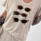 Fine knit shirt Sunglass with lurex - beige