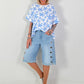 Floral Print Sweatshirt - white-light blue