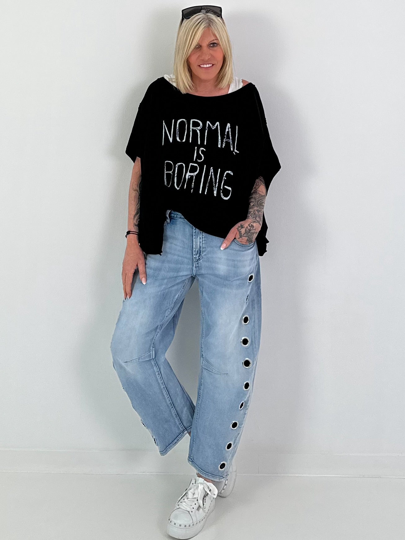 Oversized Shirt Normal is Boring - black