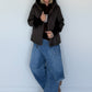 Jacke mit Strickarm und Kapuze - mokka