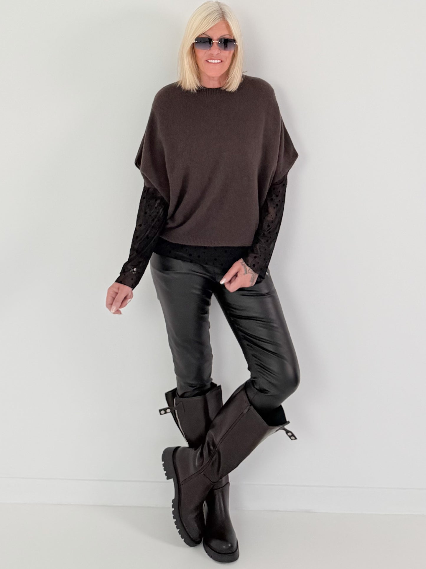 Soft Knitted Sweater Vest - mocha