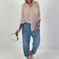 Bluse mit Pailletten und Häkel Details - beige