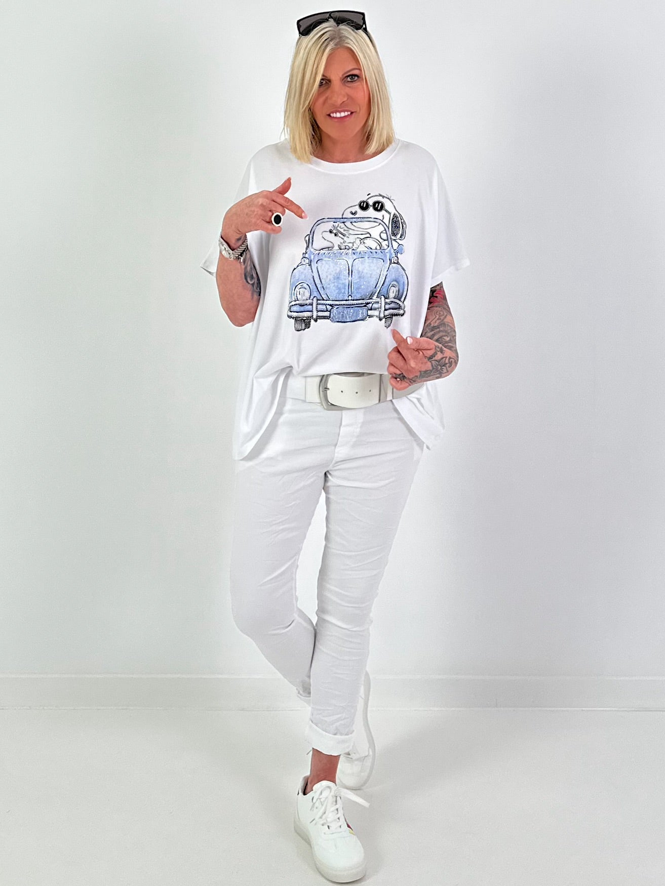 T-Shirt Car - white-light blue