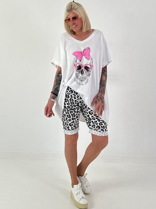 Oversized Shirt Skull - weiss
