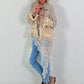 Boho-jasje met uitgebreide details - beige-blauw