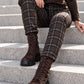 Hose im Karo-Look - mokka-mehrfarbig