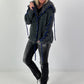Cuddly Cardigan with Oversized Fur Collar - Anthracite
