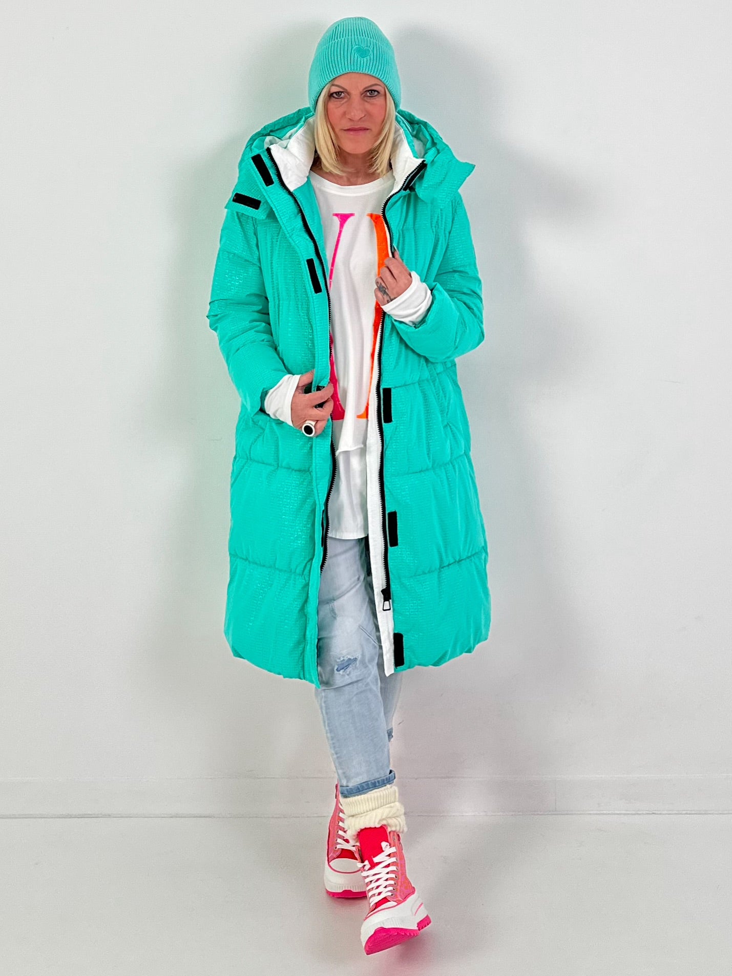 Gewatteerde jas model "Polarline" - turquoise