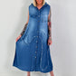 Hooded denim dress - dark blue