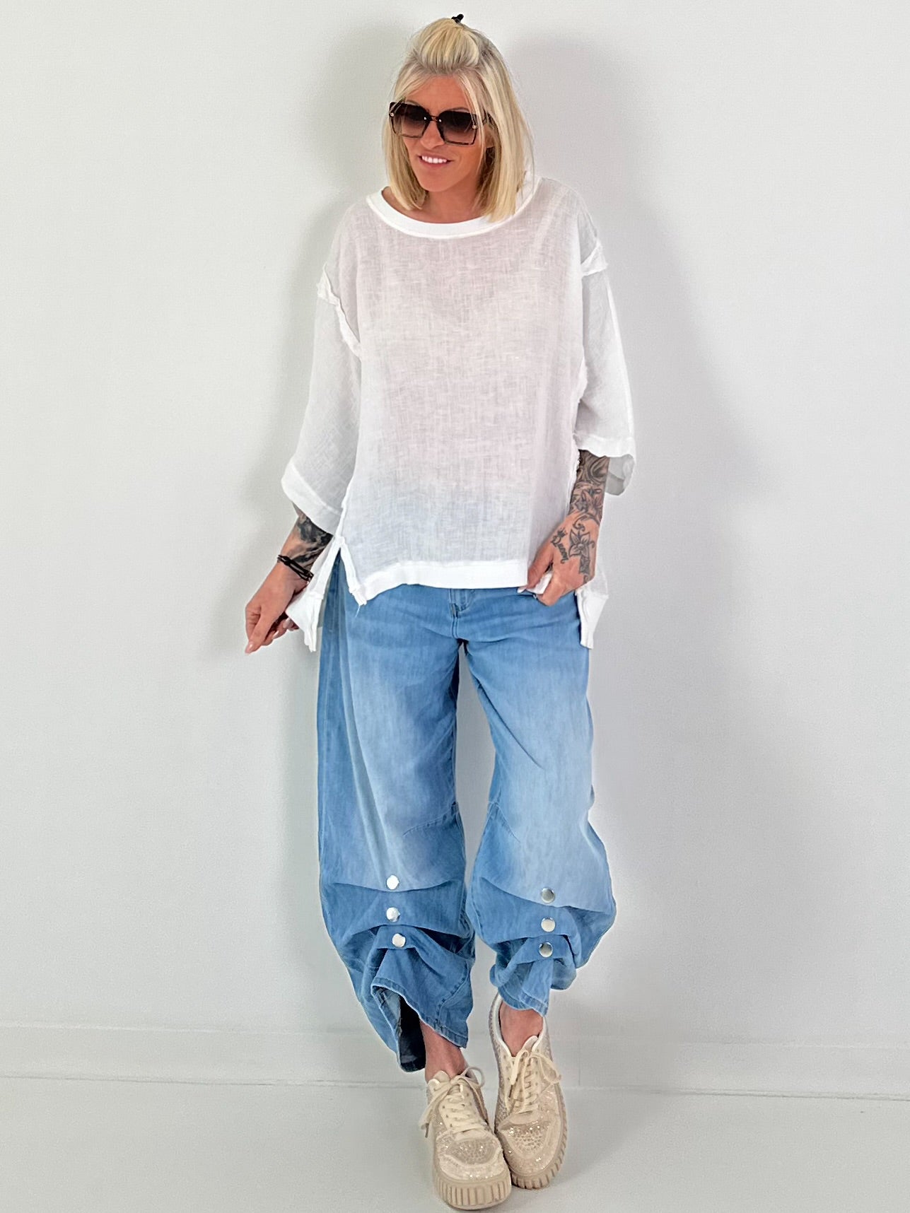 Oversized Linen Shirt - white