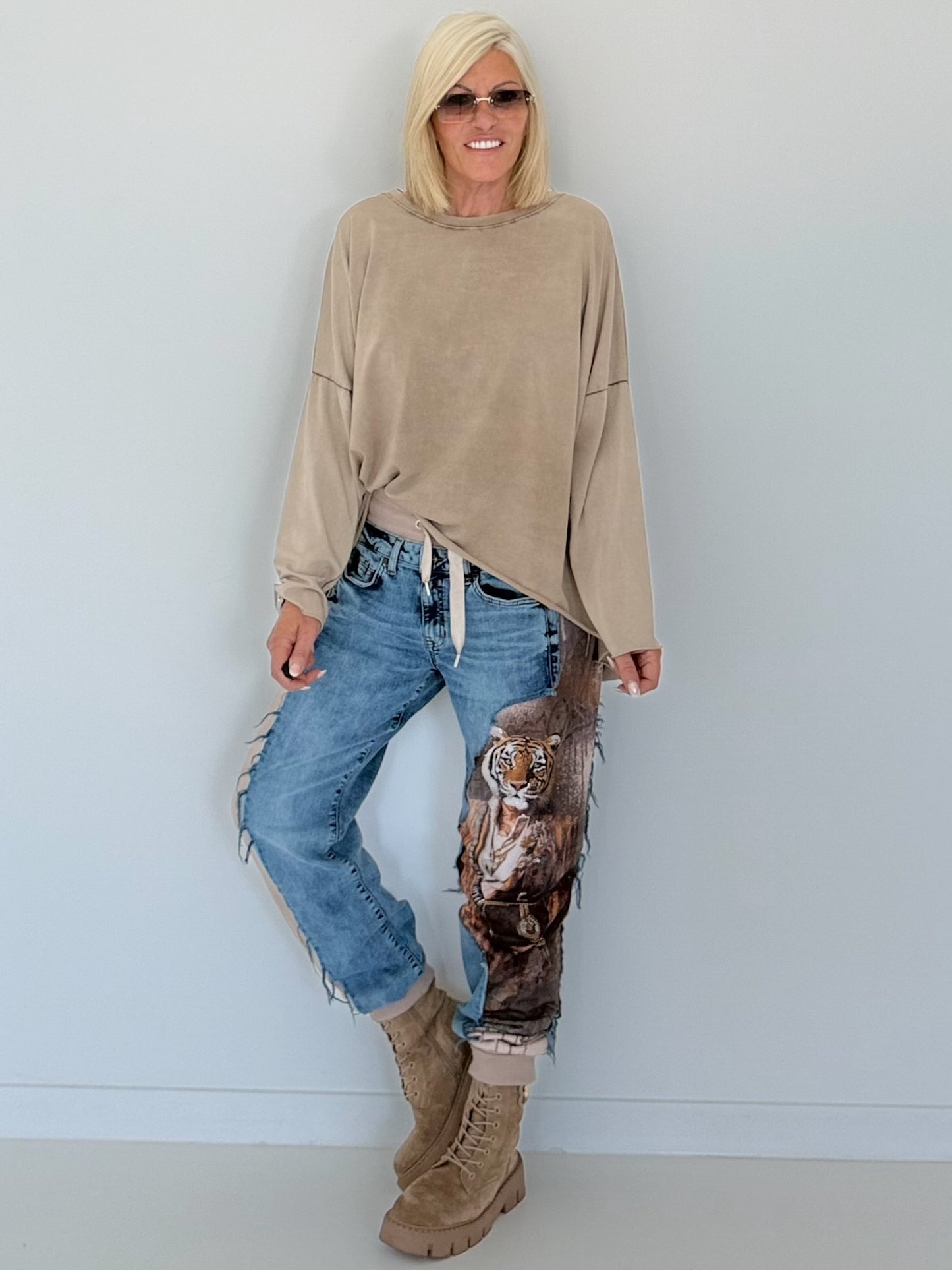 Jogg-Jeans im Used Look Tiger - denim