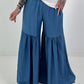 Wide Ruffle Jeans - Dark Blue