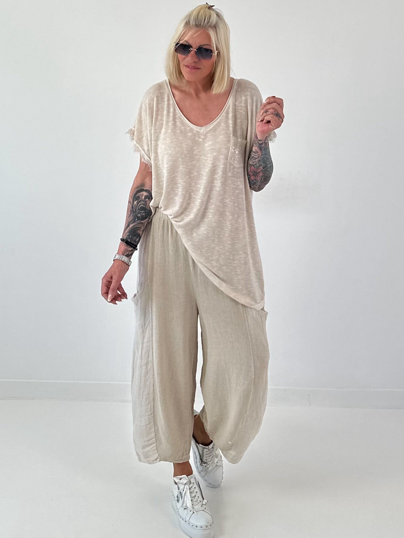 Fine knit shirt Mouse - beige