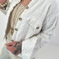 Boho Jacke mit Paillettendetails - weiss