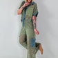Ausgefallener Zweiteiler mit aufwendigen Denim Details- khaki