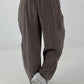 Grobe Hose im Materialmix mit großen Taschen - taupe