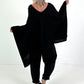 Oversized Sommerstrick Poncho - schwarz