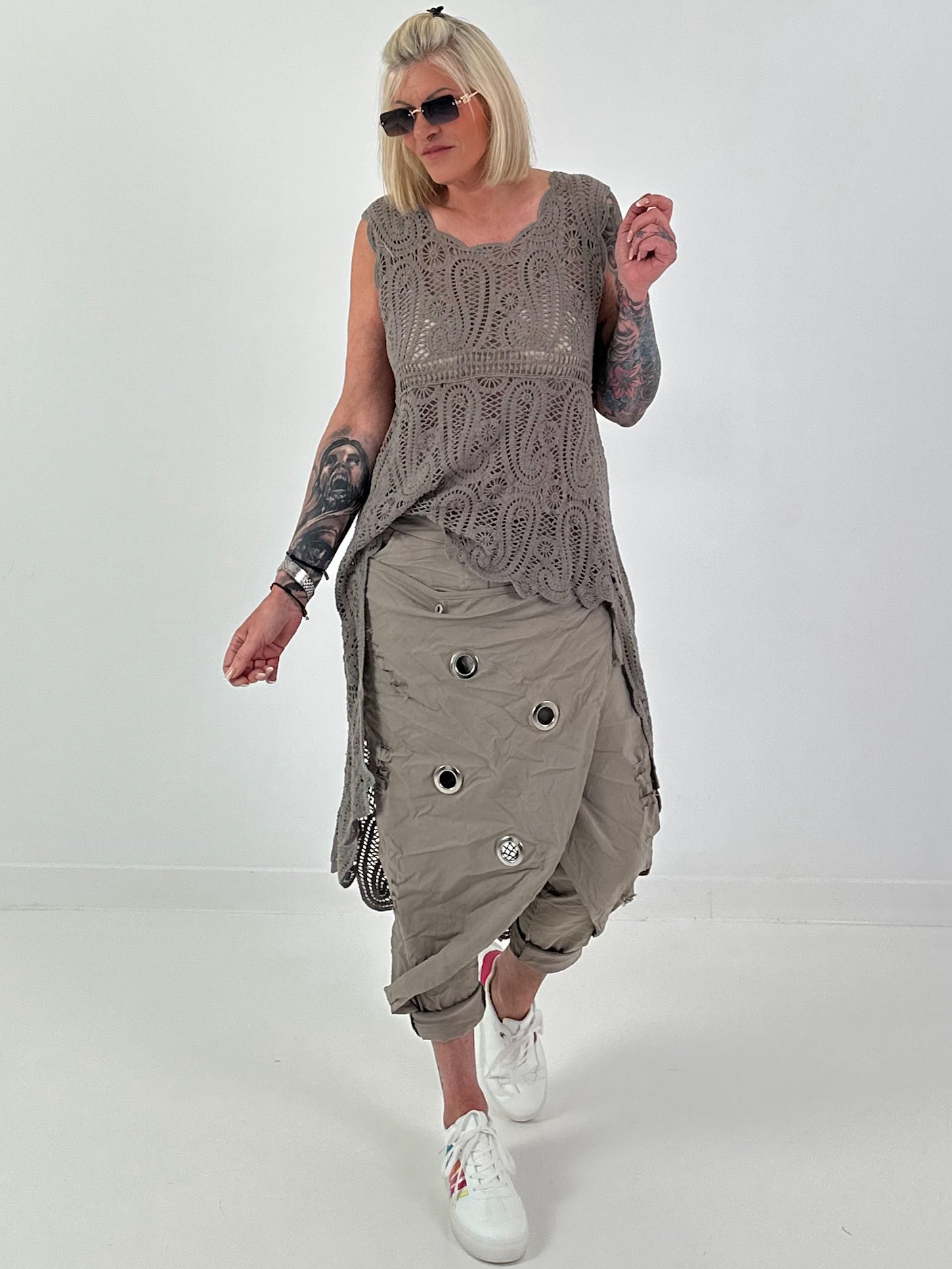 Ibiza Crochet Shirt - taupe