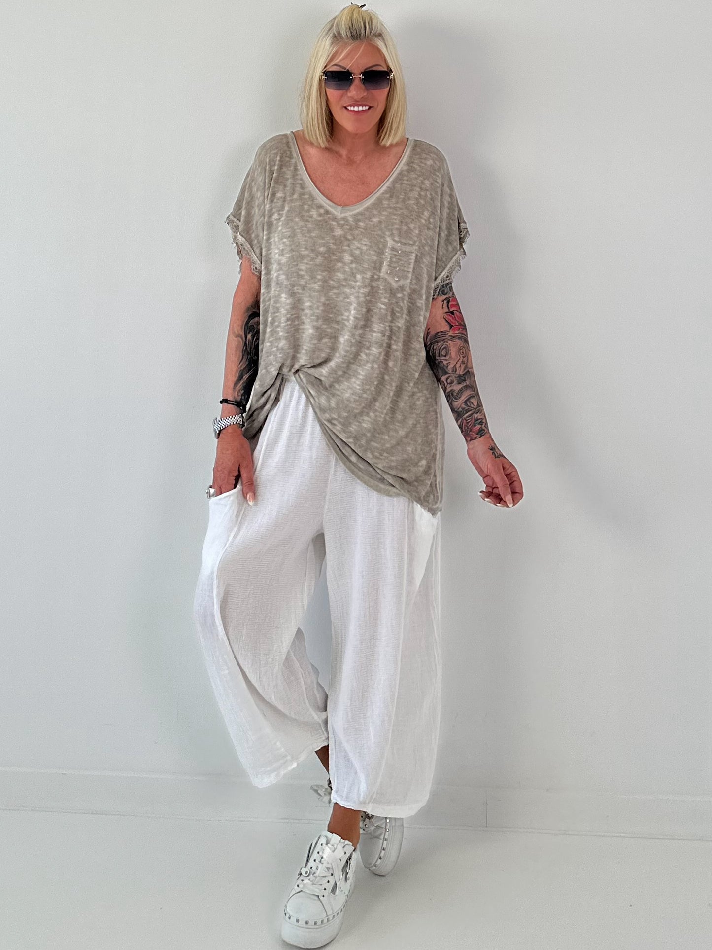 Fine knit shirt Mouse - beige