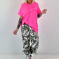 Hoodie Shirt mit Jeans Elementen - neonpink