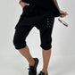 Baggy Short mit Schnürdetail - schwarz