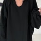 Oversized Sweater mit V-Neck und Inside-Out-Nähten - schwarz ( lieferbar ab ca. 16.10.26)