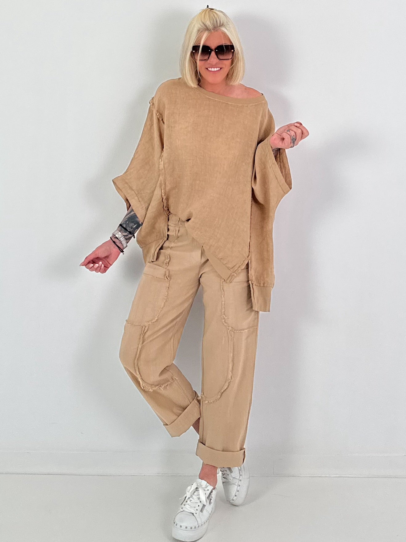 Oversized Linen Shirt - Camel