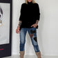 Strickpullover mit Turtleneck - schwarz
