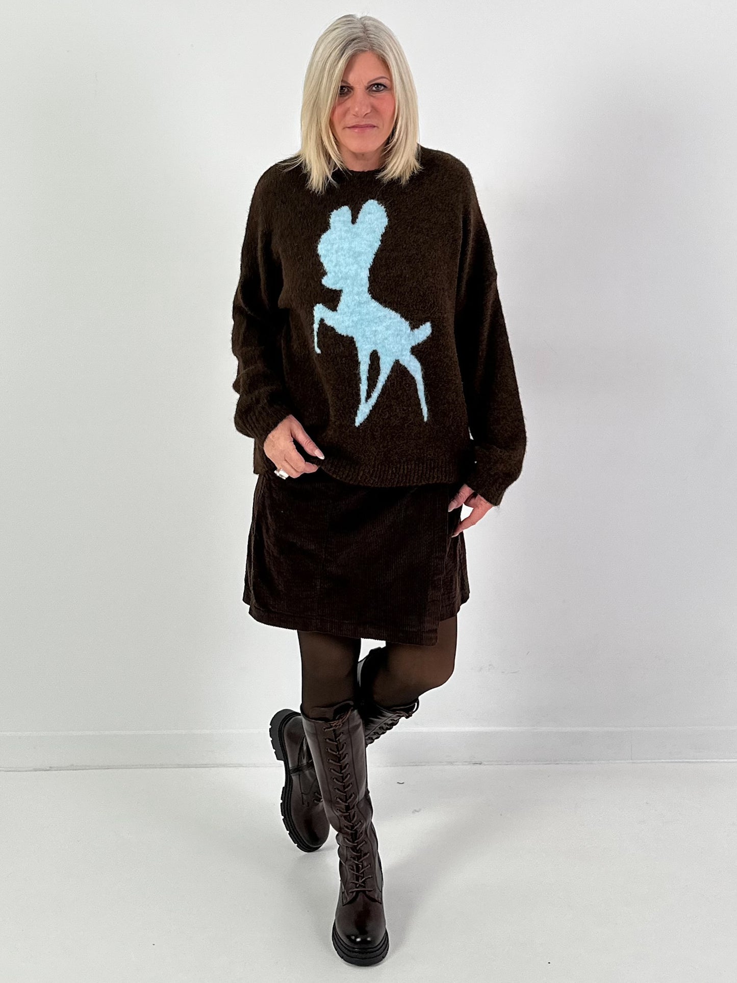 Sweater model "Nala" - coffee-ice blue