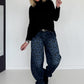 Jeans-Pumphose im Allover-Leoprint mit Gürtel - dark-denim