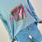 Oversized Shirt Modell "wake up in a City that never sleeps" hellblau