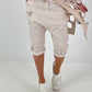 Kurze Baggy mit Zipper Details - beige