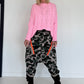 Pullover mit Stulpenärmeln und Zopfmuster - rosa