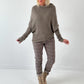 Asymmetrische trui model "Asym Glow" - taupe