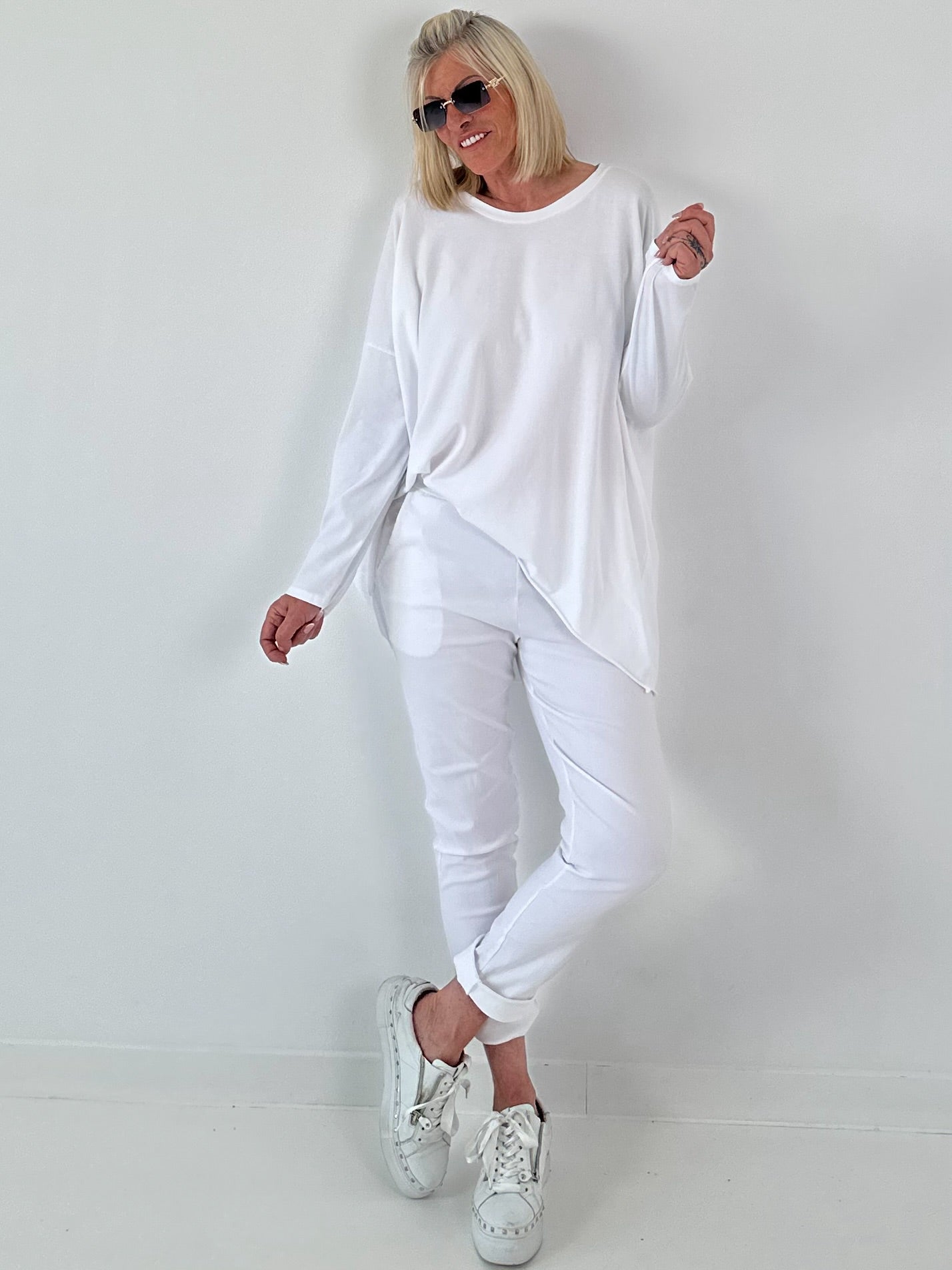 Oversized Shirt stone washed - weiss