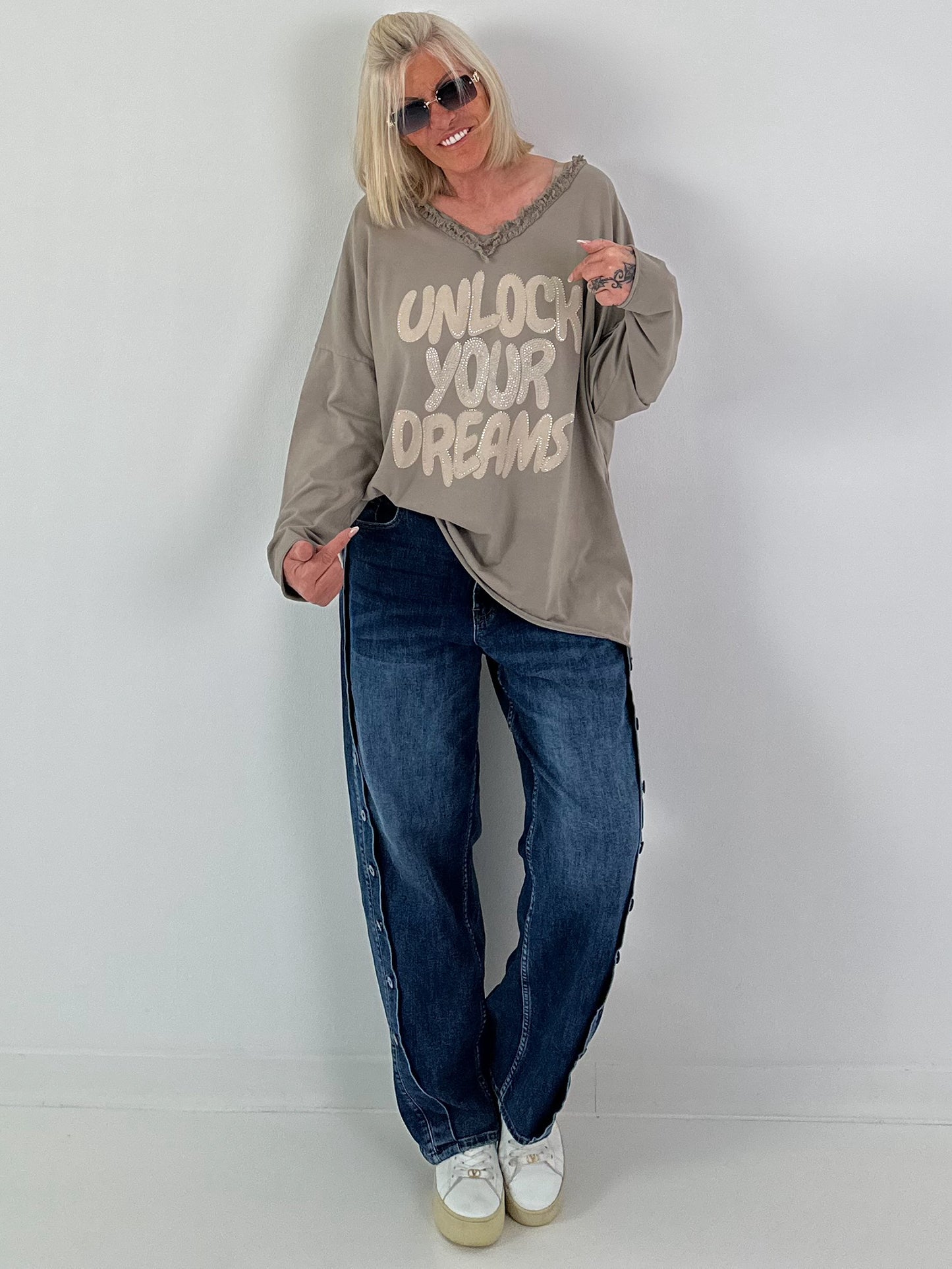 Oversized Shirt Unlock Your Dreams - Taupe
