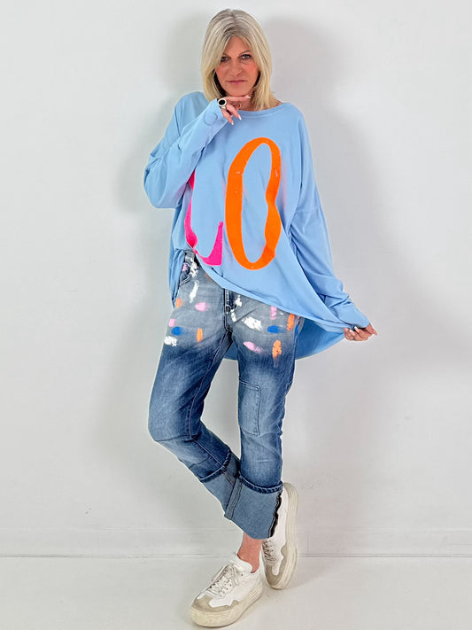 Oversized shirt model "Love Pop" - blue