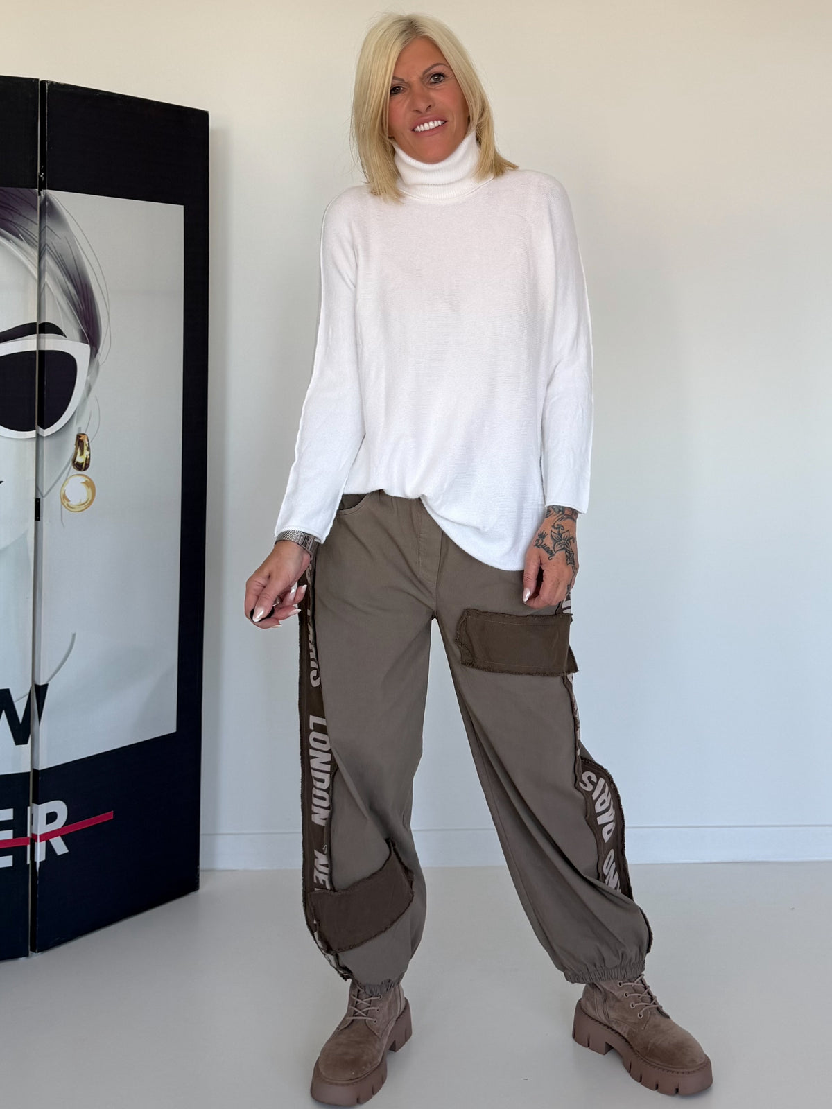 Basic Rollkragenpullover - weiss