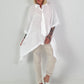Oversized asymmetrical blouse with tie - white