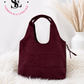 Faux Suede Bag - Burgundy